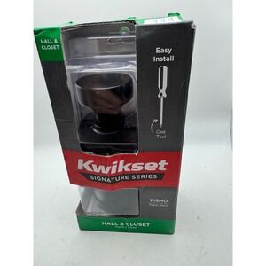Kwikset Pismo Matte Black Hall Closet Interior Door Knob with Microban 97201-111